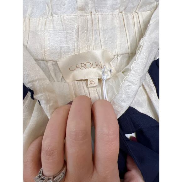 NWT Carolina K Neptune Self-Tie Shorts White & Navy Midnight Waves - Picture 6 of 8